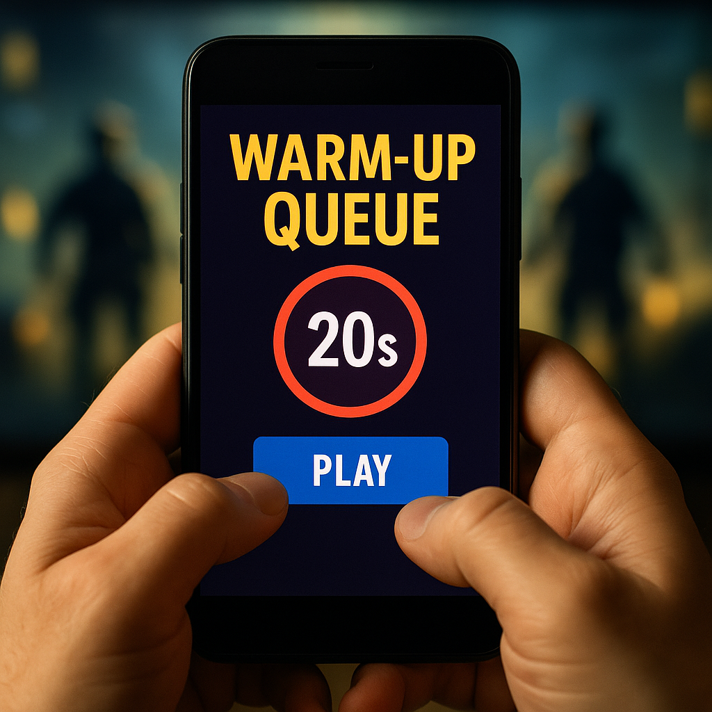 The 20-second warmup queue before you hit Play